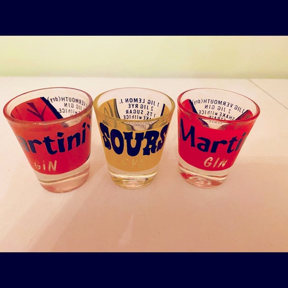 3 Vintage Martini 🍸& 🥃 Whiskey Sour Shot Glasses - Picture 2 of 16